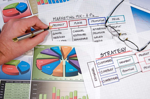 Marketing agency with marketing strategies and organizational charts and graphs